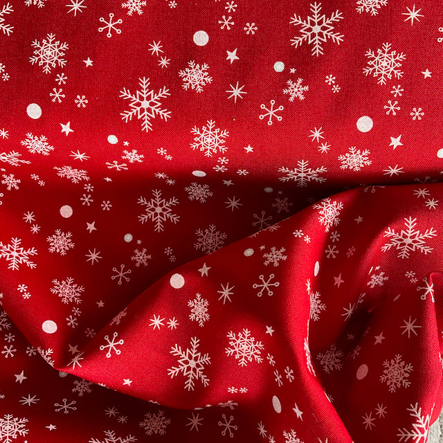 White Snowflakes on Red Abi Hall for Moda Cotton Fabric Patchwork ...